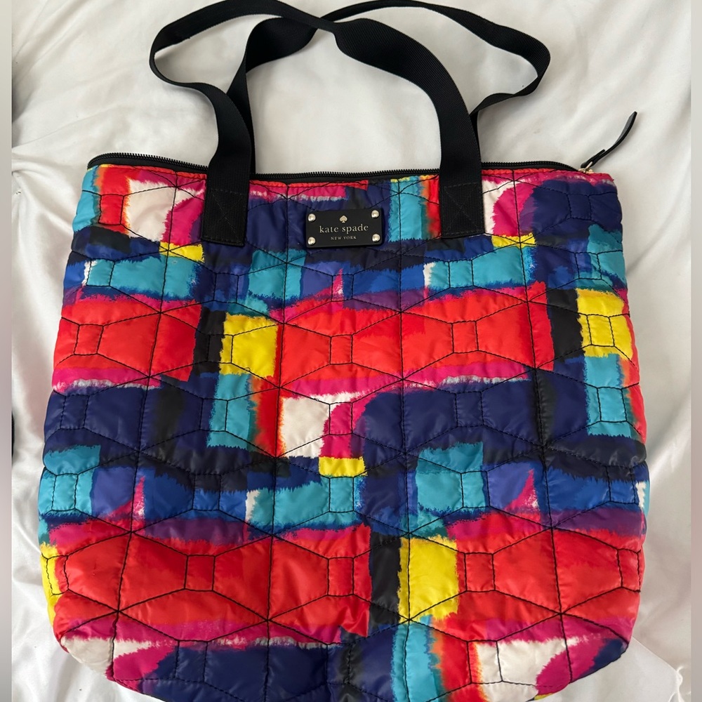 Kate Spade Bon Shopper Signature Spade Quilted Multi Color Tote Bag